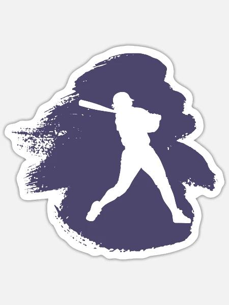 Baseball Softball Softball Spieler - Sticker Größe S (10 x 10 cm) - Mattweiß