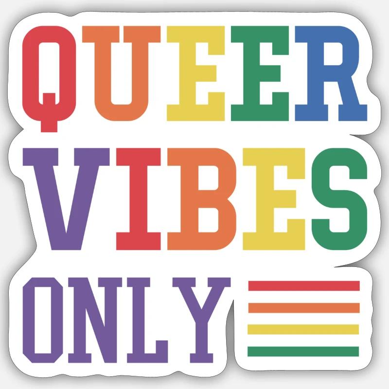 Queer vibes only - Sticker Größe S (10 x 10 cm) - Mattweiß