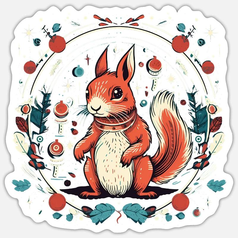 Eichhörnchen in Ormament, liebt Eichhörnchen Sticker Größe S (10 x 10 cm)