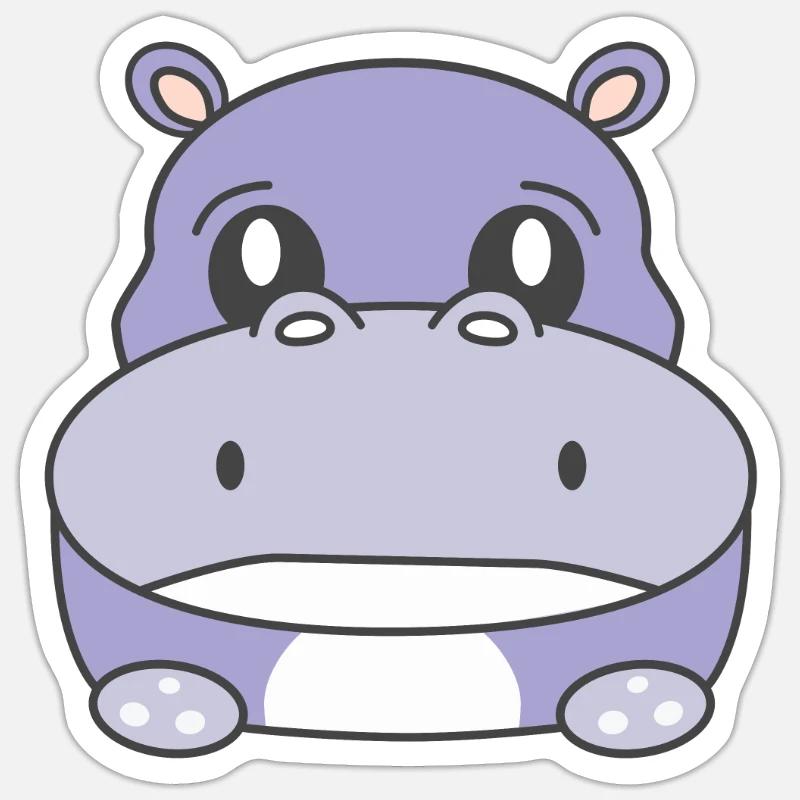 Trauriges Nilpferd Sticker Größe S (10 x 10 cm)