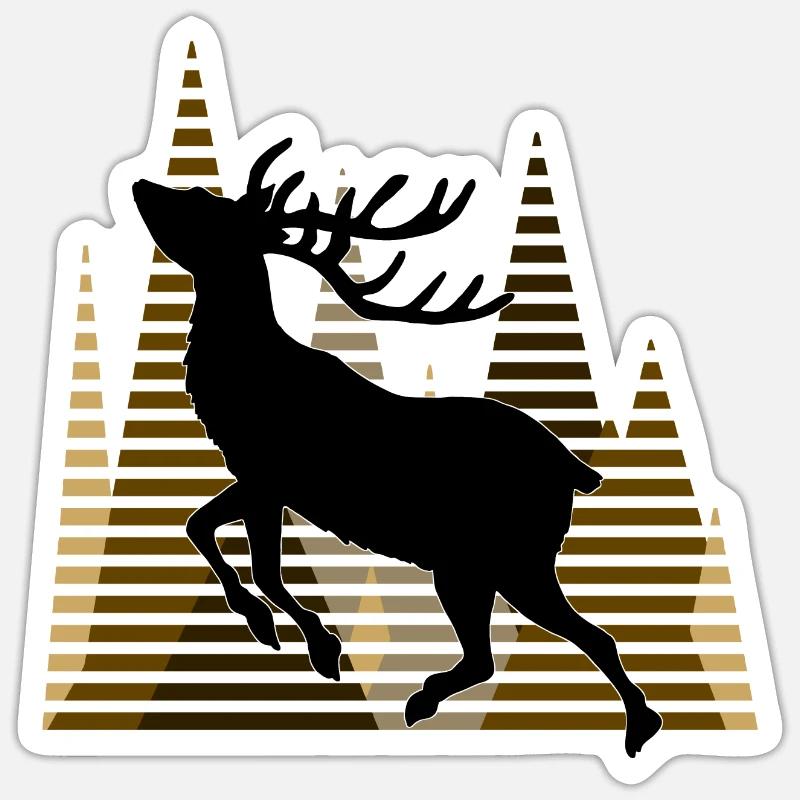 Cerf - Sticker taille S (10 x 10 cm) - blanc mat