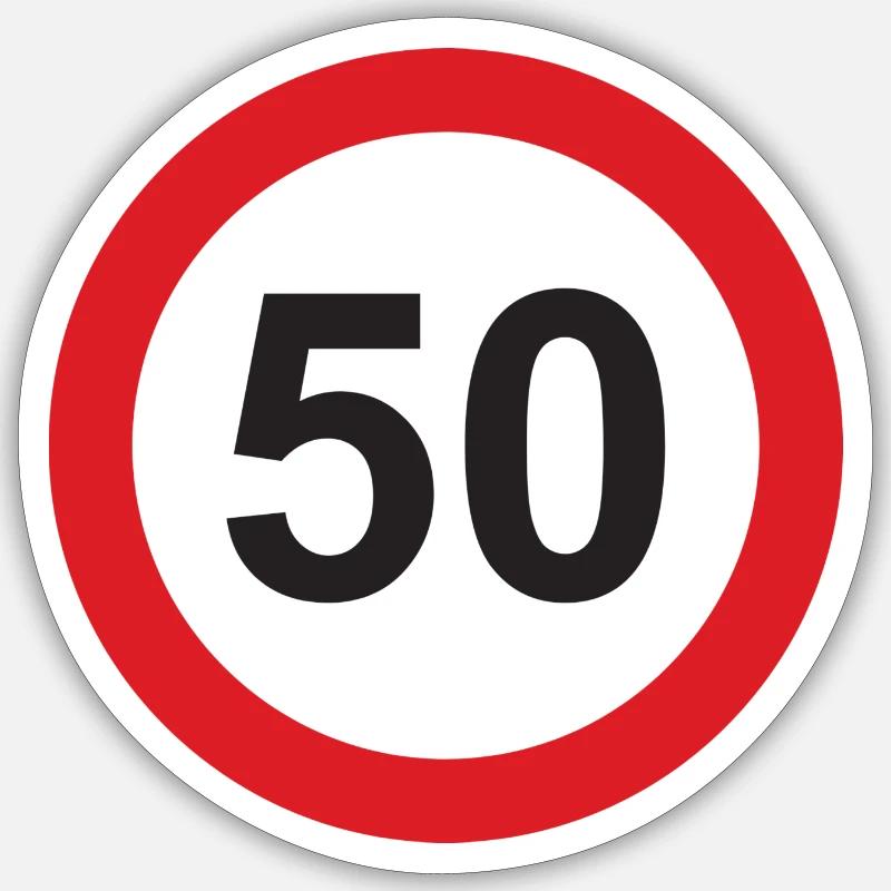50er Schild - Sticker Größe S (10 x 10 cm) - Mattweiß