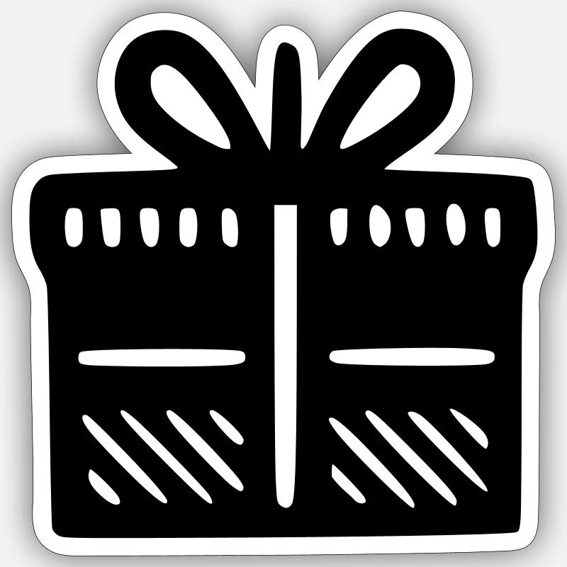 Geschenk Paket - Sticker Größe S (10 x 10 cm) - Mattweiß
