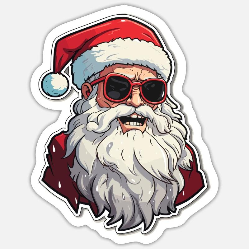 Weihnachtsmann - Illustration - Sticker Größe S (10 x 10 cm) - Mattweiß
