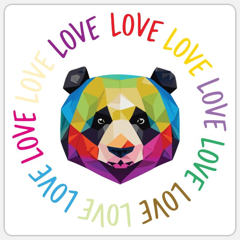 Liebe Panda - Sticker Größe S (10 x 10 cm) - Mattweiß