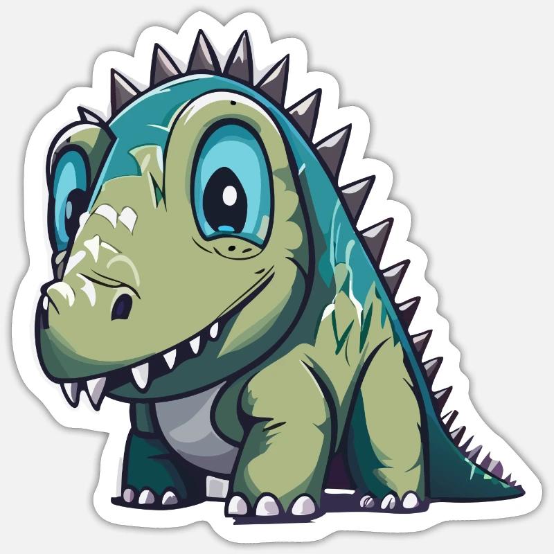 Dino amical - Sticker taille S (10 x 10 cm) - blanc mat