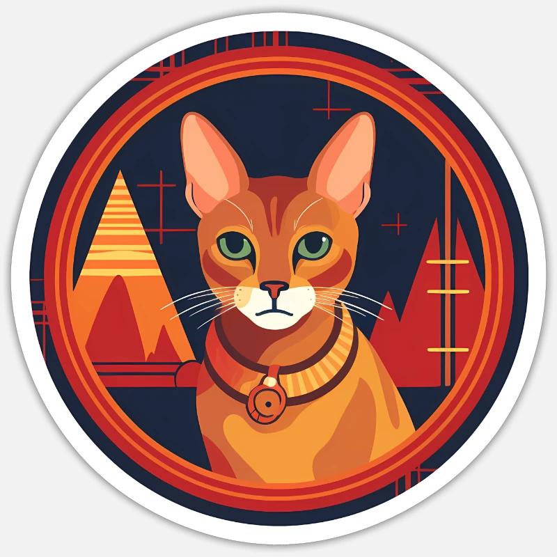 Abessinische Katze Boho Elements, Katzen - Sticker Größe S (10 x 10 cm) - Mattweiß