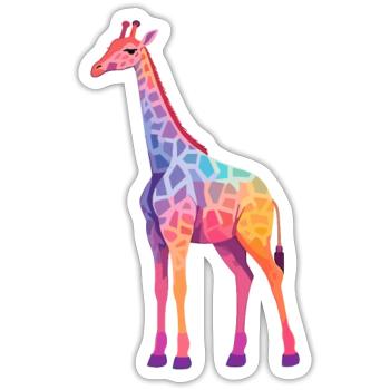 Giraffe buntes Aquarell Cartoon Kawaii Tier - Sticker Größe S (10 x 10 cm) - Mattweiß - Vorne