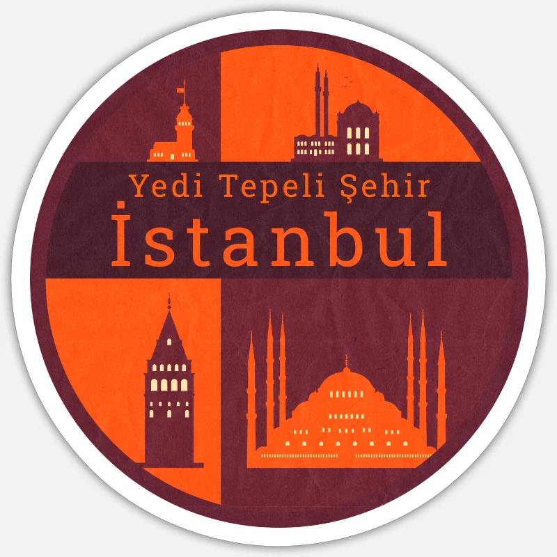 Monuments d’Istanbul - Sticker taille S (10 x 10 cm) - blanc mat