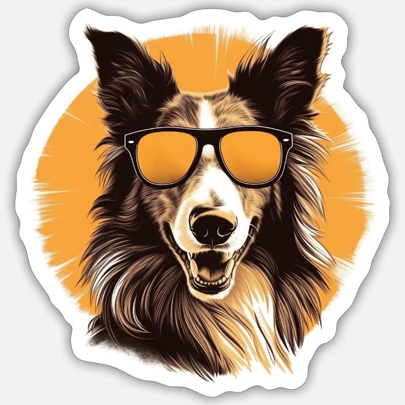 Collie - Sticker Größe S (10 x 10 cm) - Mattweiß