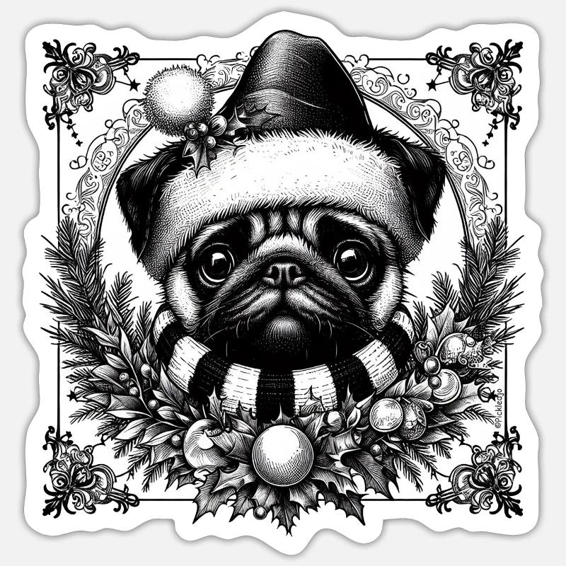 Gothic-Mops Sticker Größe S (10 x 10 cm)