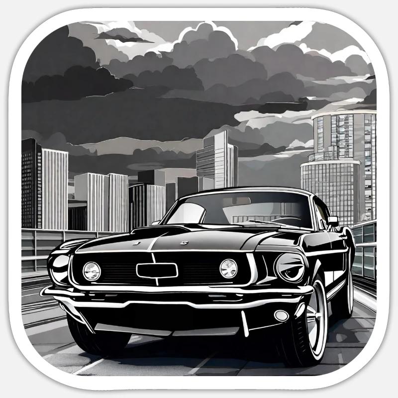 Oldtimer Drift Auto Turbo Rallye - Sticker Größe S (10 x 10 cm) - Mattweiß