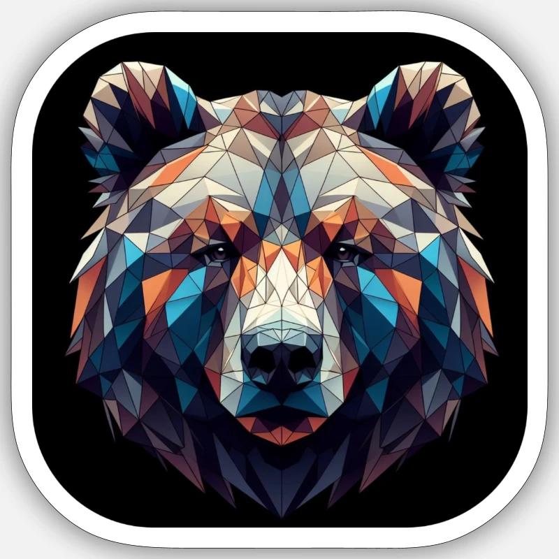 Bear Head Polygon Multicolored Sticker size S (10 x 10 cm)