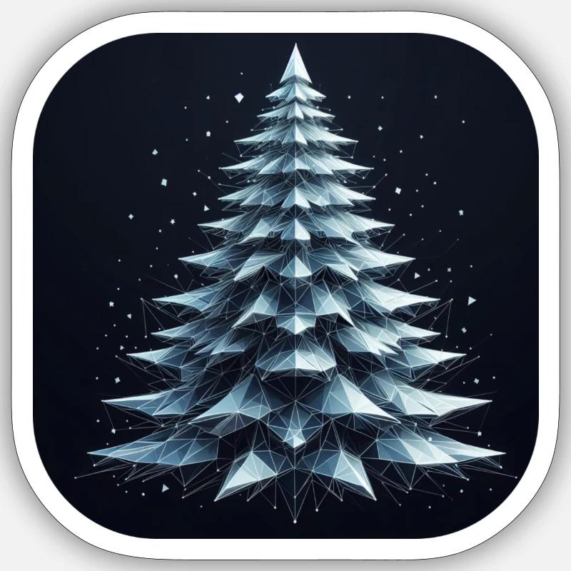 Weihnachtsbaum Tannenbaum Polygone Grün - Sticker Größe S (10 x 10 cm) - Mattweiß