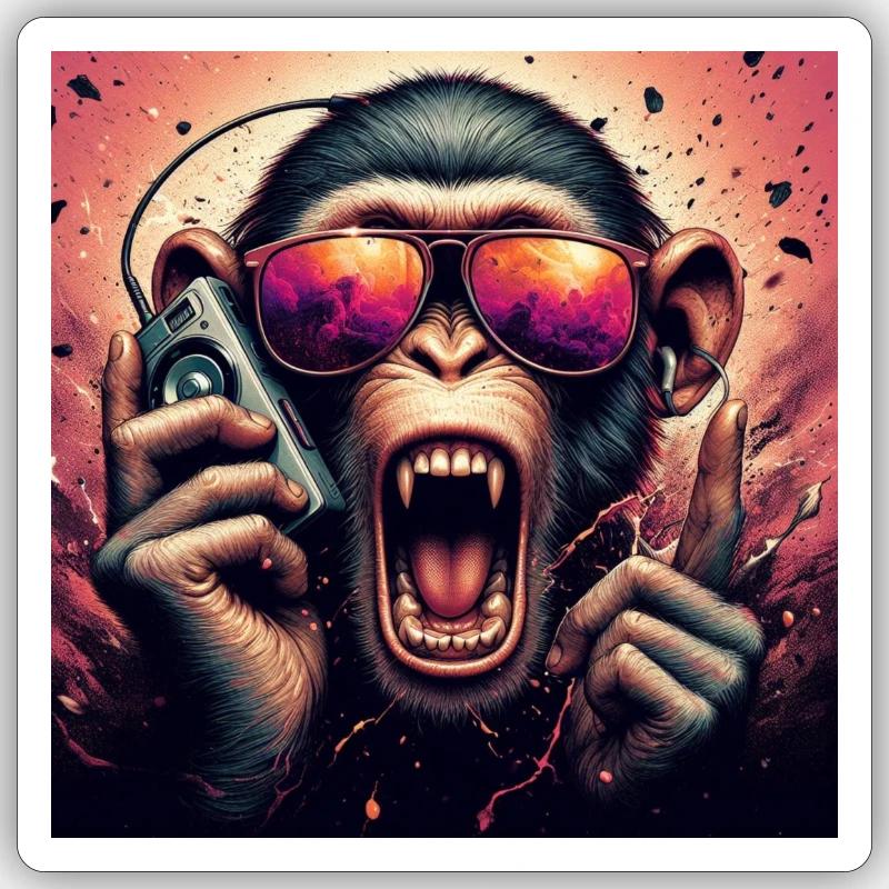 affe - Sticker Größe S (10 x 10 cm) - Mattweiß
