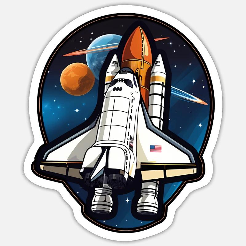 Navette spatiale spatiale - Sticker taille S (10 x 10 cm) - blanc mat