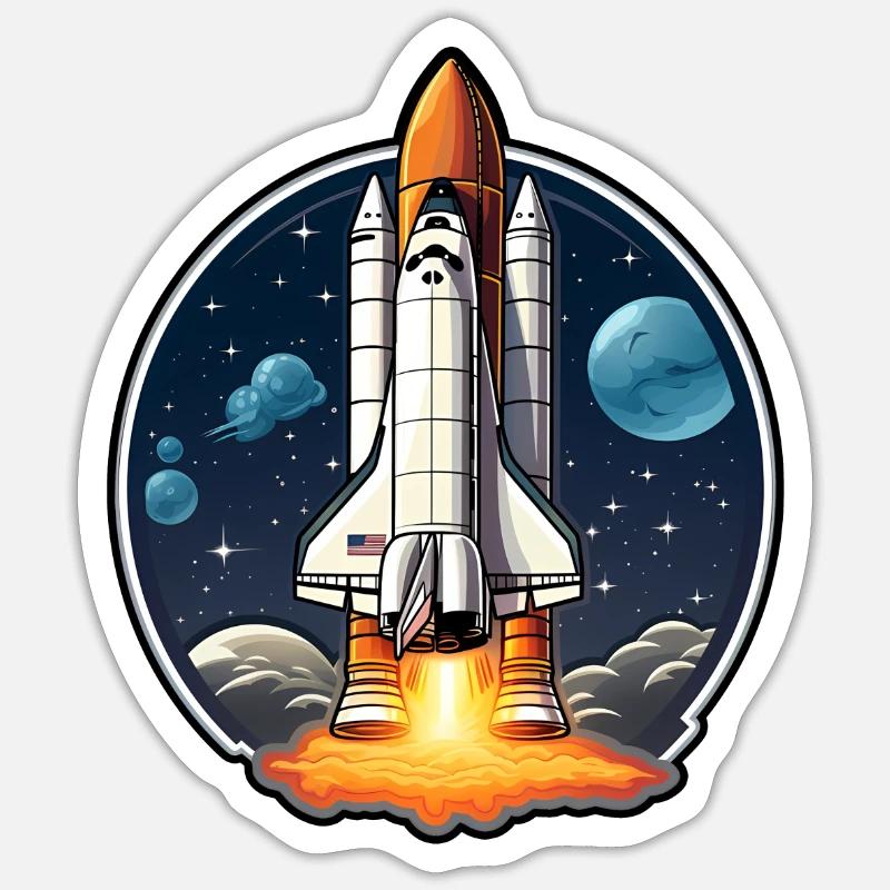 Space Shuttle Space - Sticker size S (10 x 10 cm) - white matte