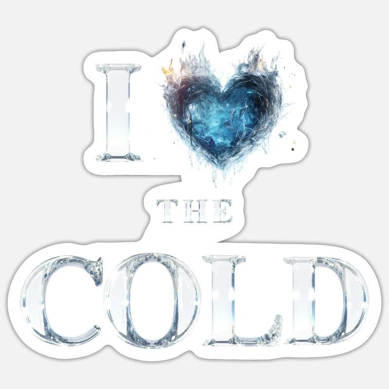 « J’adore le froid » - Sticker taille S (10 x 10 cm) - blanc mat