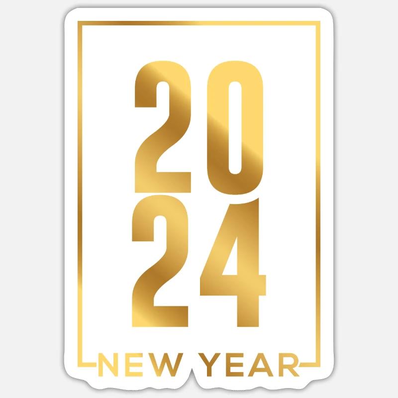 Nouvel An 2024 - Sticker taille S (10 x 10 cm) - blanc mat