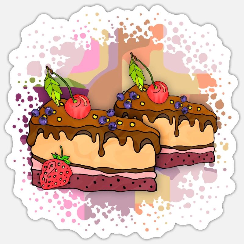 Gâteaux - Sticker taille S (10 x 10 cm) - blanc mat