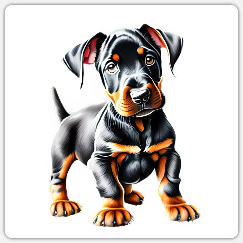 Dobermann Hund Dobermannwelpe Dobermanntrainer - Sticker Größe S (10 x 10 cm) - Mattweiß