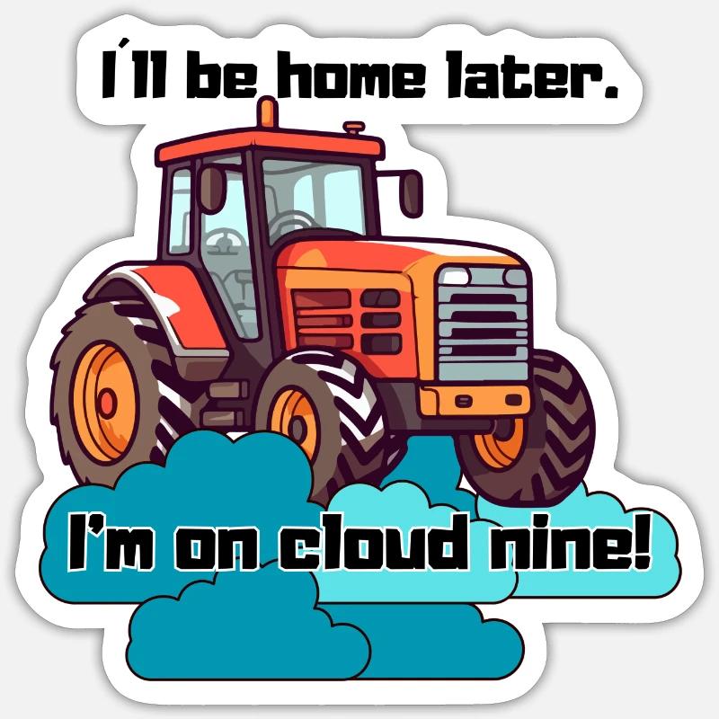Tractor on Cloud Nine Sticker size S (10 x 10 cm)