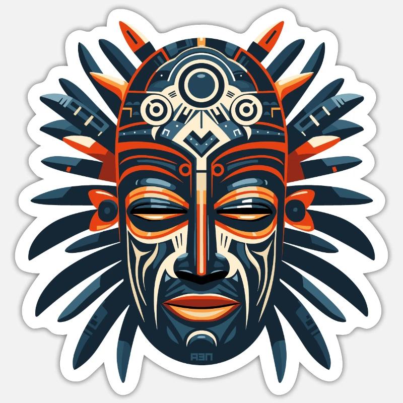 Powwow Headman - Sticker Größe S (10 x 10 cm) - Mattweiß