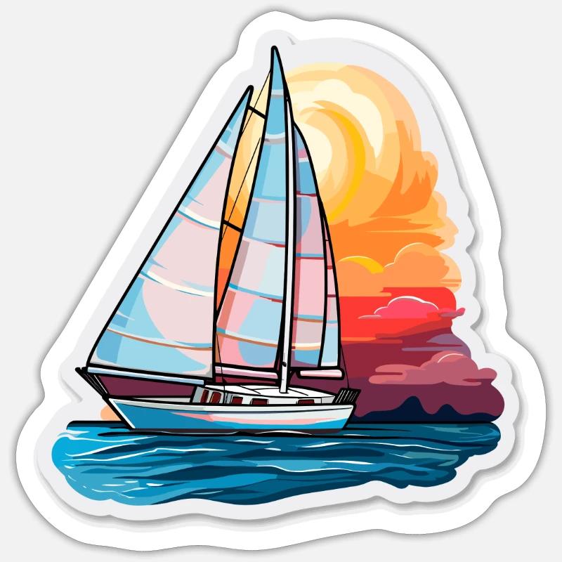 Sailboat - illustration - Sticker size S (10 x 10 cm) - white matte
