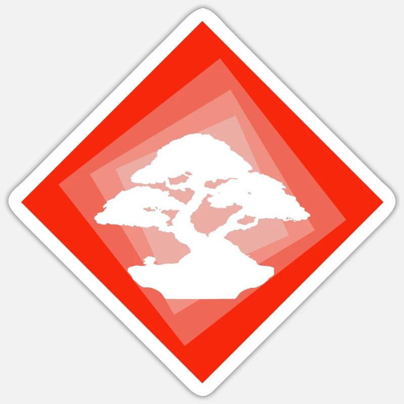 Arbre, Arbre, Bonsaï - Sticker taille S (10 x 10 cm) - blanc mat