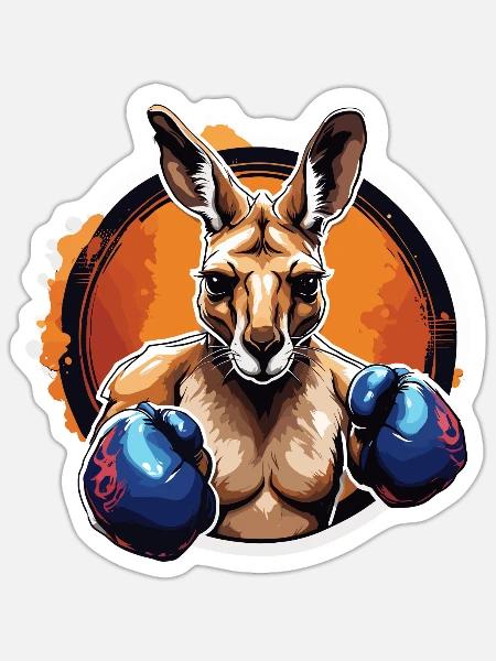Känguru / Tier / Australien / Beuteltier / Outback - Sticker Größe S (10 x 10 cm) - Mattweiß