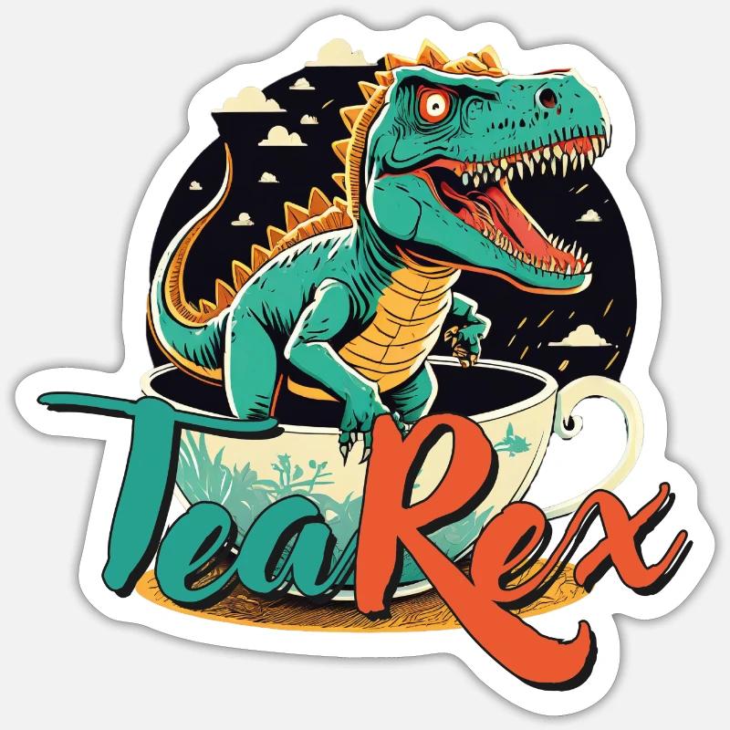 TeaRex - Sticker taille S (10 x 10 cm) - blanc mat