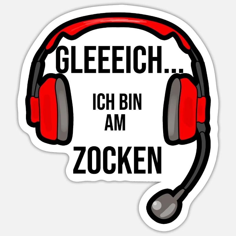 Gleich ich bin am zocken - Sticker Größe S (10 x 10 cm) - Mattweiß