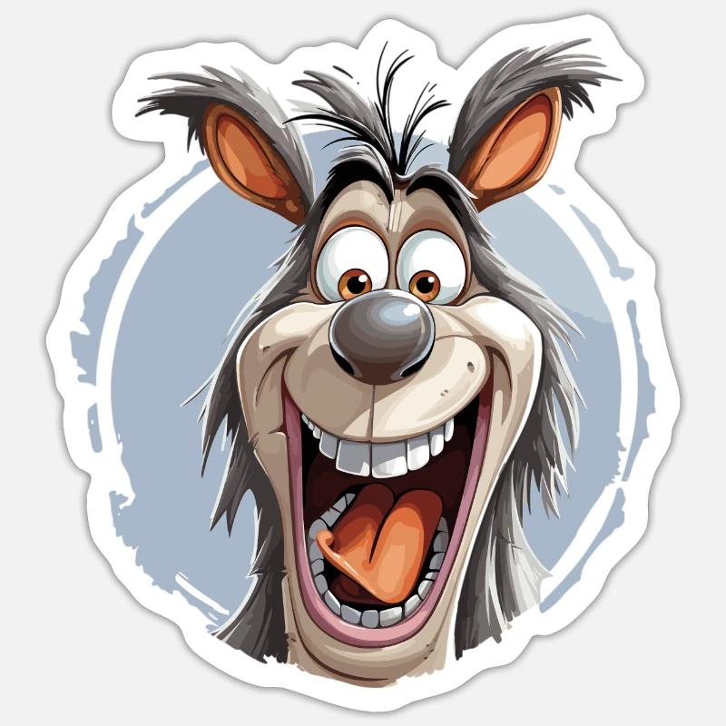 Crazy Donkey Style Comic - Crazy Funny Donkey - Sticker taille S (10 x 10 cm) - blanc mat