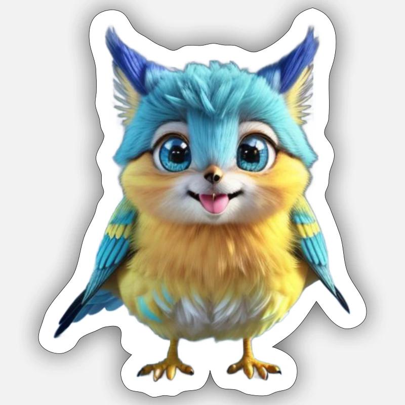 Oiseau jaune mignon - Sticker taille S (10 x 10 cm) - blanc mat
