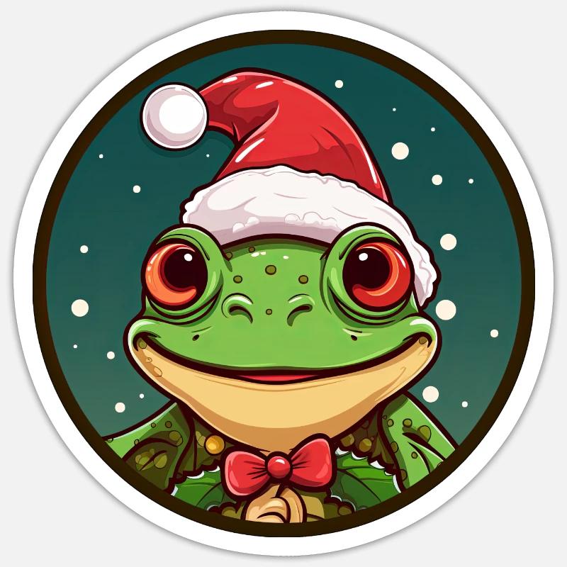 Frösche Weihnachten - Sticker Größe S (10 x 10 cm) - Mattweiß