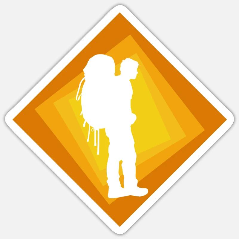 Backpacker Rucksack Wanderung Sticker Größe S (10 x 10 cm)