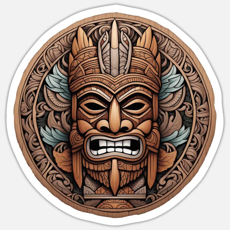 Tiki Beach - Polynesien Statue - Sticker Größe S (10 x 10 cm) - Mattweiß