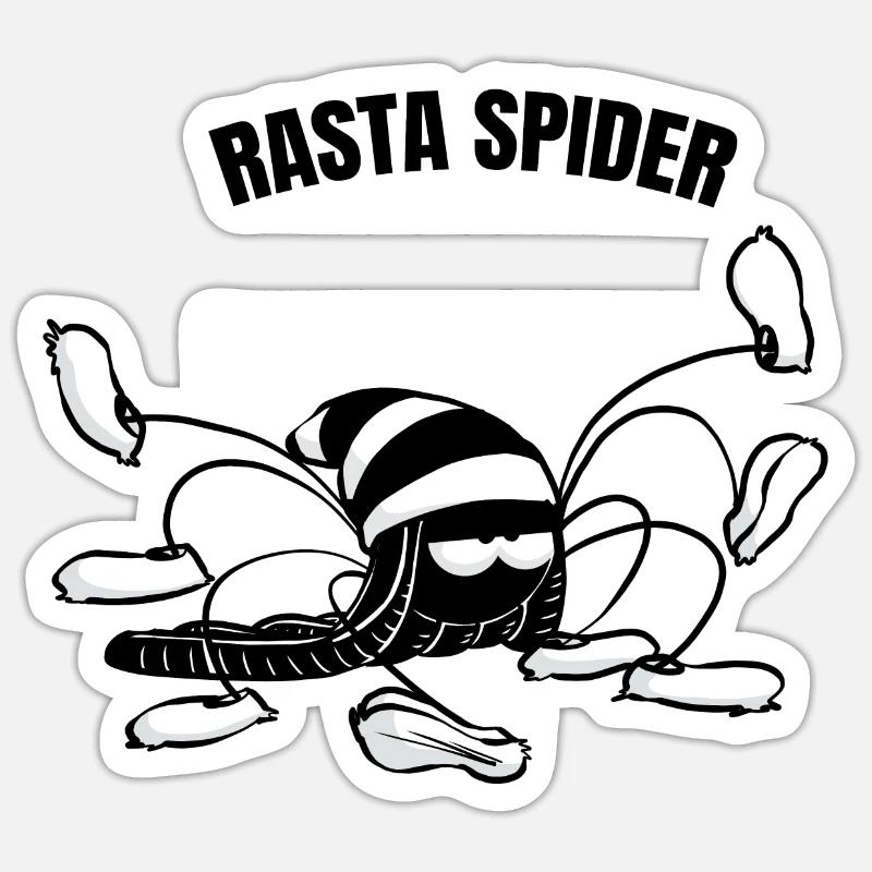 Beth die Spinne - Rasta-Spinne (Textversion) Sticker Größe S (10 x 10 cm)