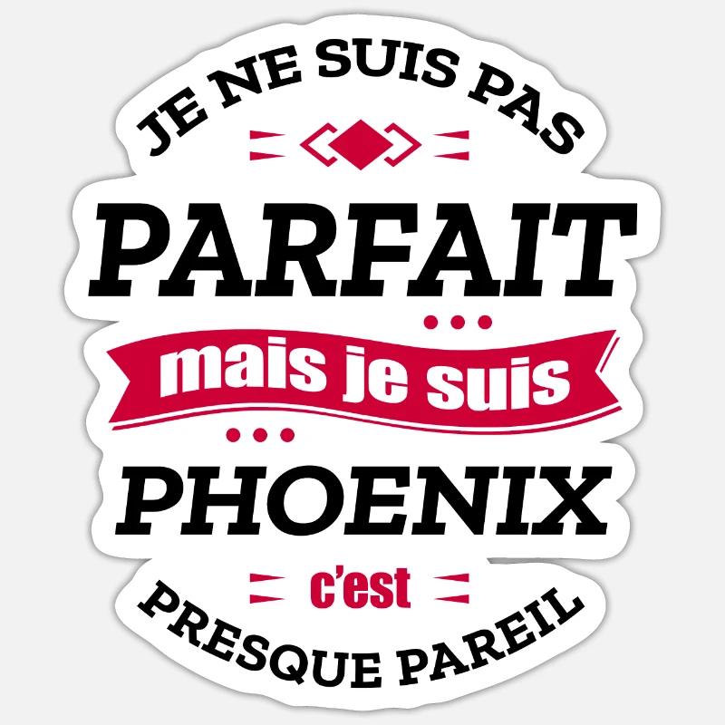 PHOENIX PARFAIT - PRENOM PHOENIX - Sticker taille S (10 x 10 cm) - blanc mat