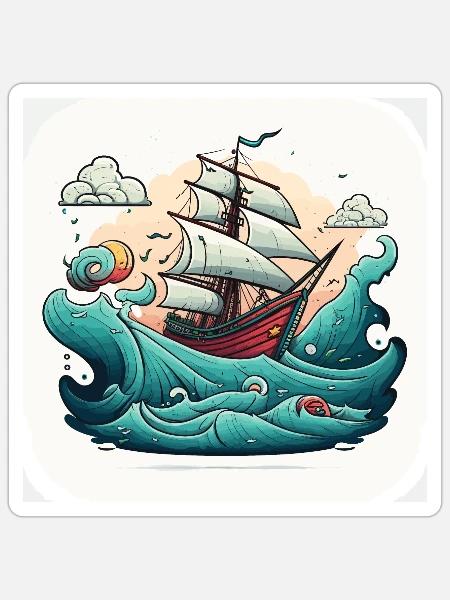 Die tapferen Seeleute - Sticker Größe S (10 x 10 cm) - Mattweiß