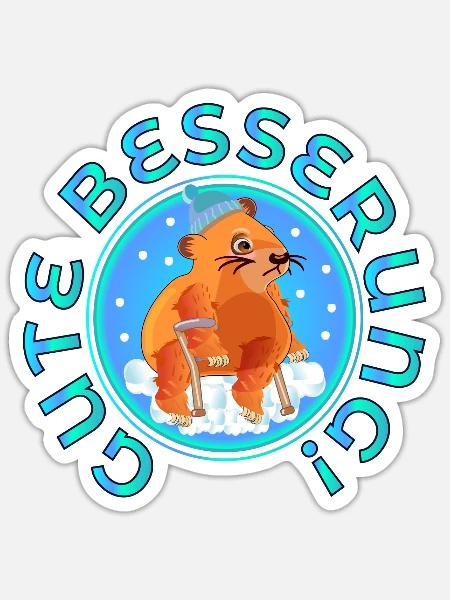 GENESUNGSWÜNSCHE KRÜCKEN - CAPYBARA WASSERSCHWEIN - Sticker Größe S (10 x 10 cm) - Mattweiß