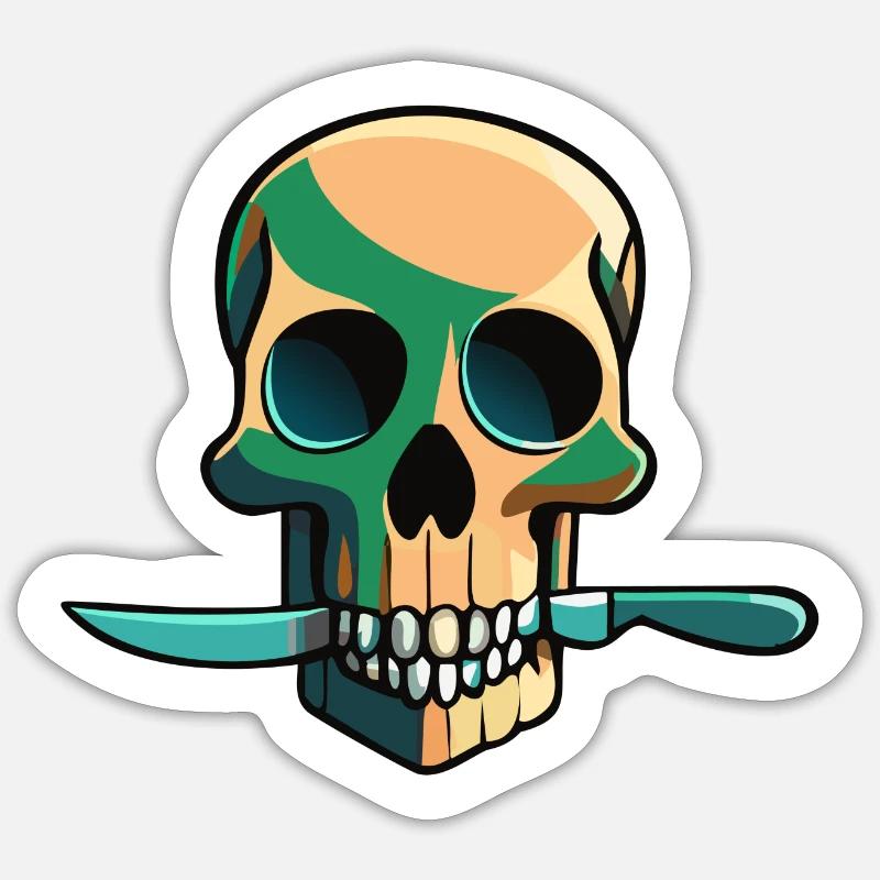 dead head with knife Sticker Größe S (10 x 10 cm)