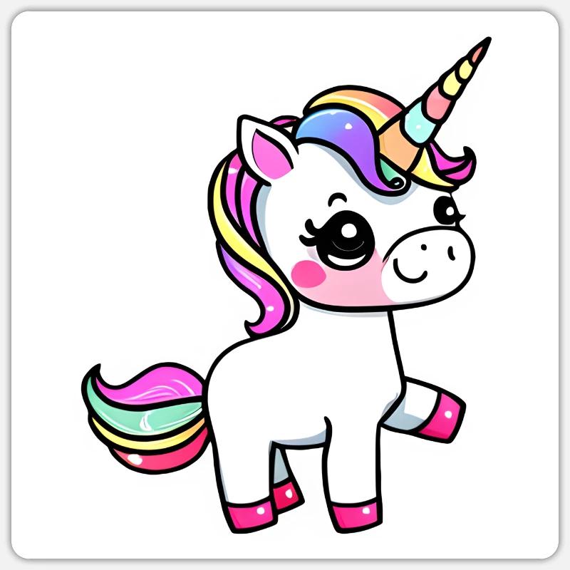 Einhorn Fabeltier Mädchen Einhörner - Sticker Größe S (10 x 10 cm) - Mattweiß