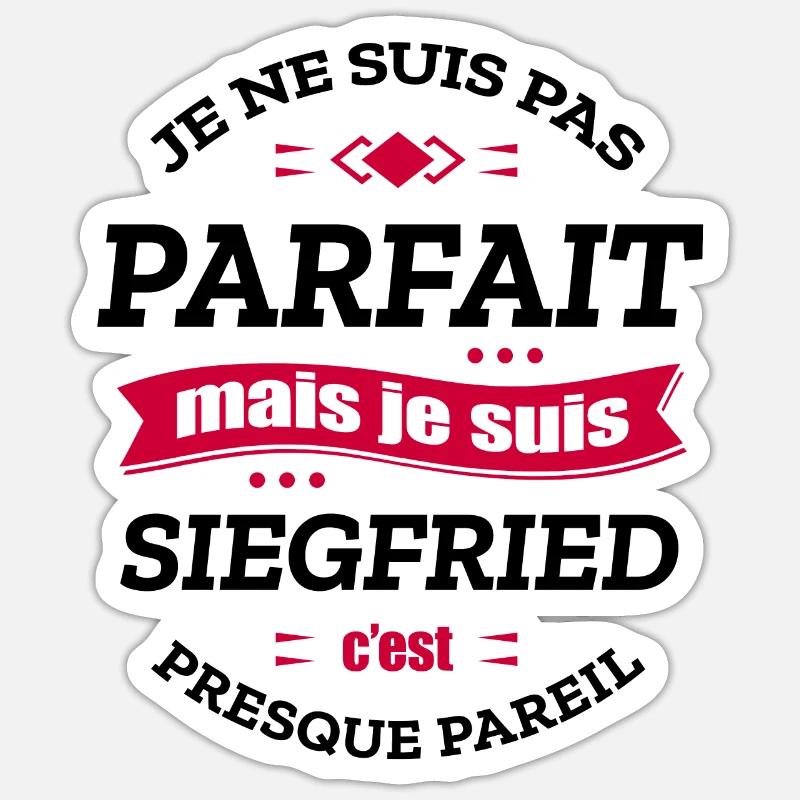 SIEGFRIED PARFAIT - PRENOM SIEGFRIED - Sticker taille S (10 x 10 cm) - blanc mat
