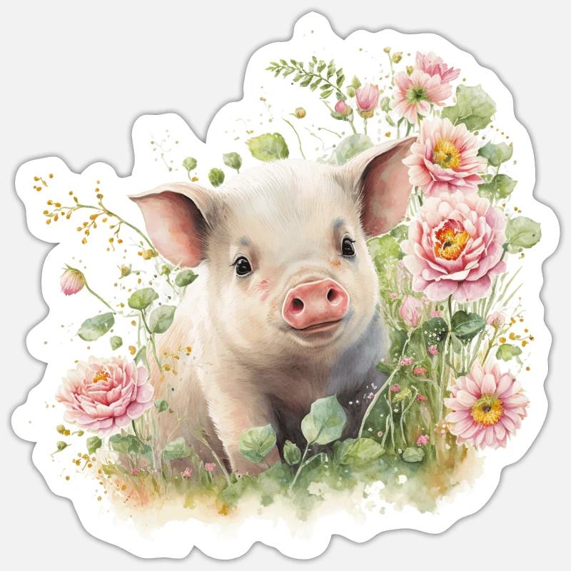 COCHON - Sticker taille S (10 x 10 cm) - blanc mat