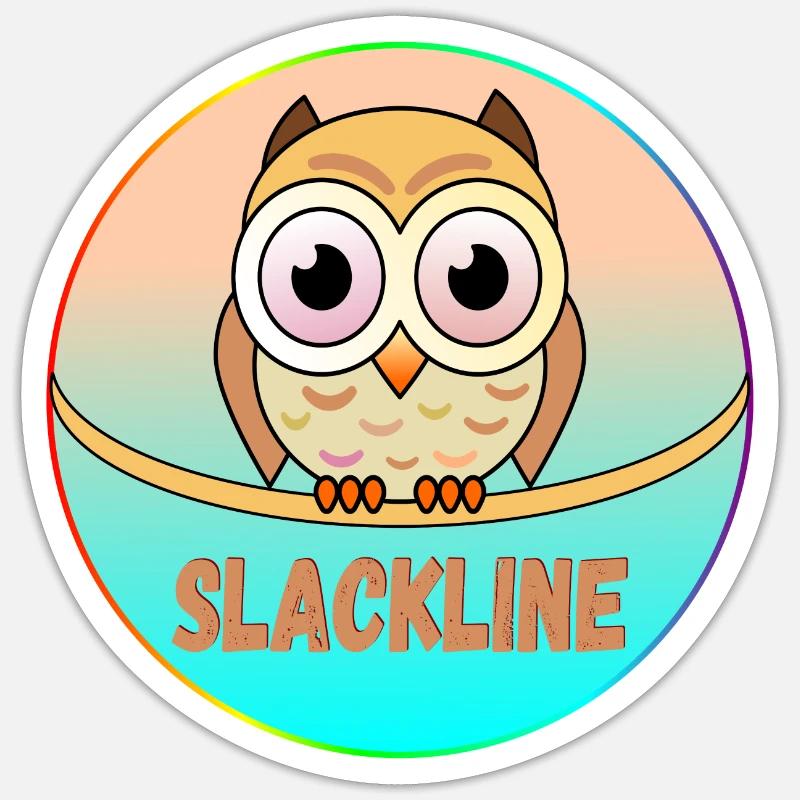 SLACKLINE EULEN - VOGEL - Sticker Größe S (10 x 10 cm) - Mattweiß