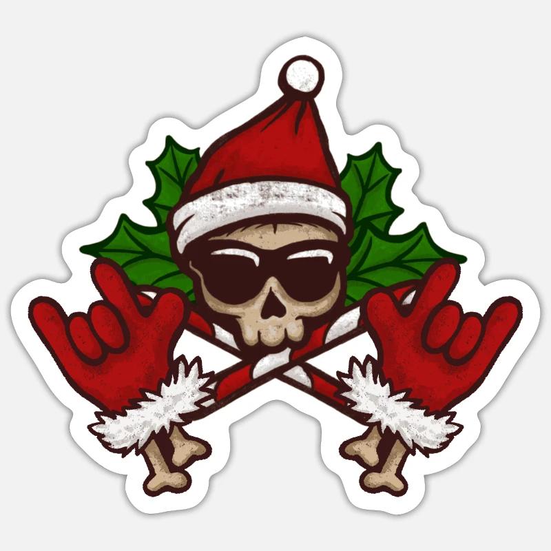 Noël à bascule - Sticker taille S (10 x 10 cm) - blanc mat