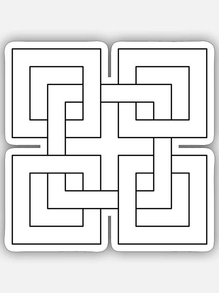 Optische Täuschung aus fünf verwobenen Quadraten - Sticker Größe S (10 x 10 cm) - Mattweiß
