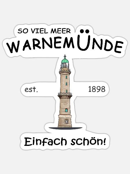 Rostock Warnemünde Einfach schön, Handzeichnung - Sticker Größe S (10 x 10 cm) - Mattweiß