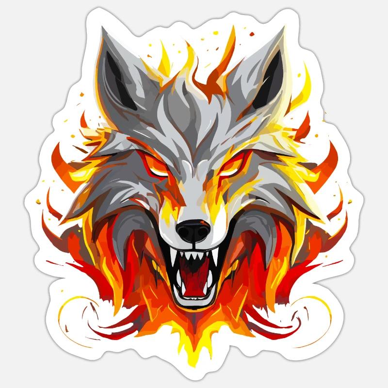 Wolf Flame - Sticker size S (10 x 10 cm) - white matte